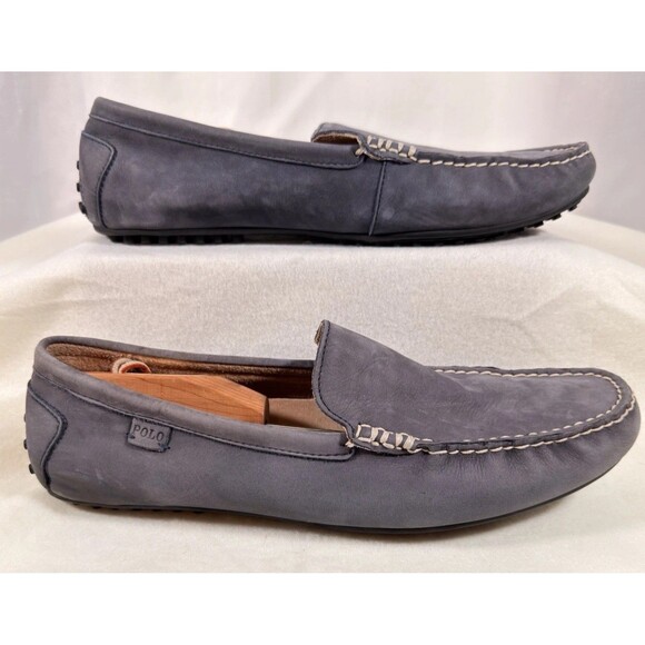 Polo Ralph Lauren Woodley Driver Loafer Mens 14 Gray Suede Moccasin Shoe Slip On - Picture 2 of 10